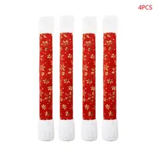 4pcs Gloden Snowflake Christmas Refrigerator Door Handle Cover Xmas Decoration 831F