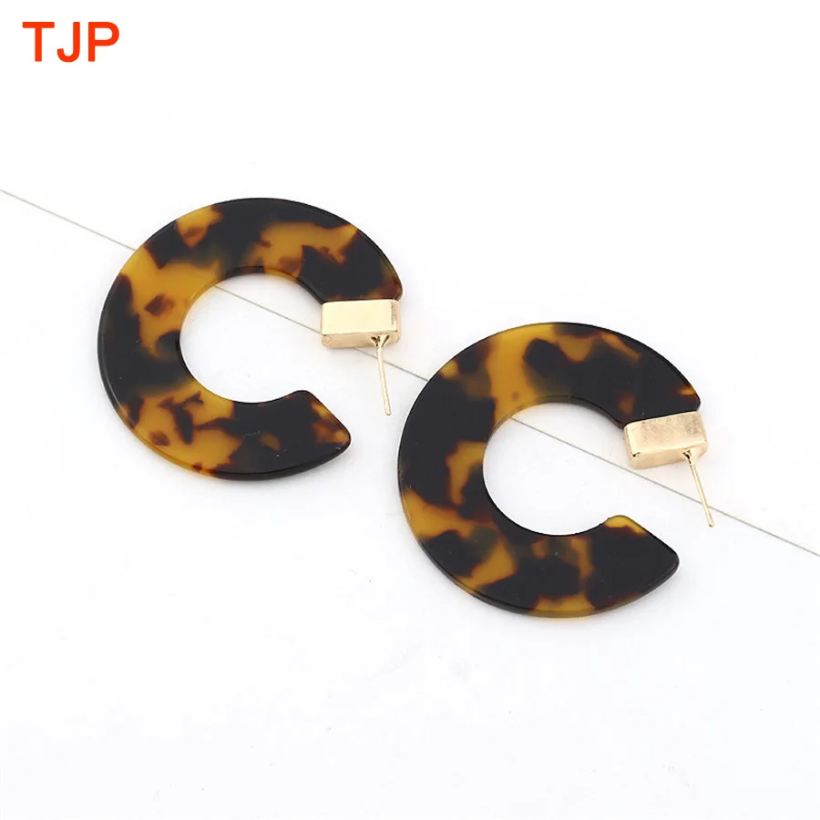 

New Retro Round Leopard Acrylic Earrings for Women Alloy Resin Korea Drop Dangle Earring Long Big Fashion Statement Earring 2019