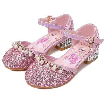 

Girls Princess Elsa Sandals High Heels Children Party Wedding Shoes With Rhinestone Sequined Bling Kids Sandals Soft Glitter