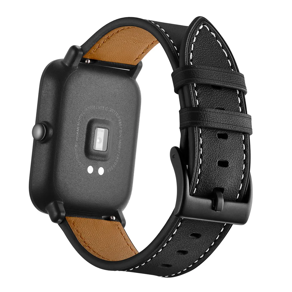 Ремешок UEBN кожаный для Xiaomi huami amazfit bip GTS браслет смарт часов GTR 42 мм 20 мм|Ремешки
