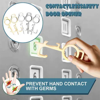 

Portable Press Elevator Tool To Avoide Germs-Contactless Safety Isolation Brass Key Door Opener Bag Hook Isolation Hand Stick