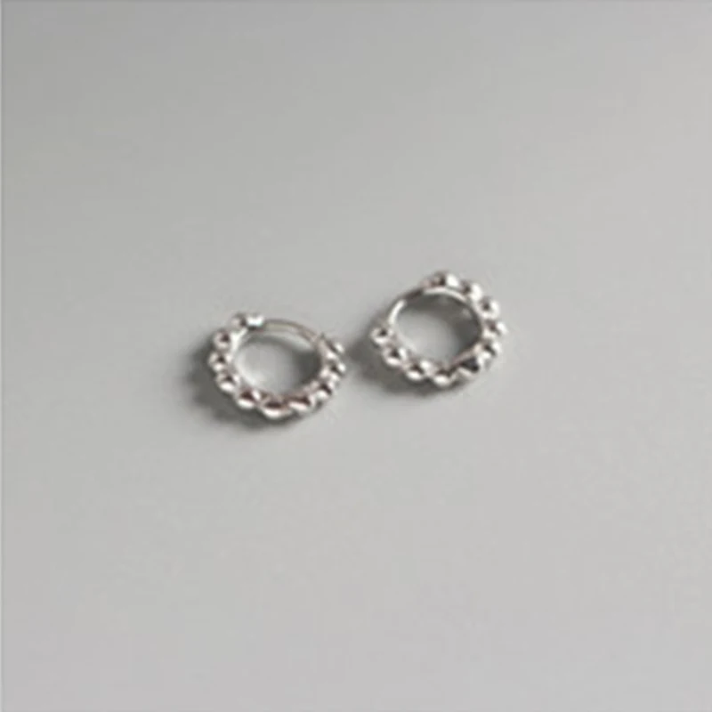 small silver GHIDBK 925 пробы серебряные маленькие бусы серьги-кольца минималистичные золотые серебряные бусы Aros элегантные Геометрические кольца женские ювелирные изделия - Окраска металла: small silver