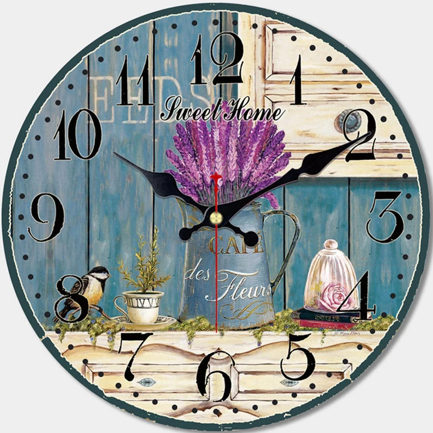 Shabby Chic citron lavage carré cœur Mantel Clock 25 cm x 25 cm 