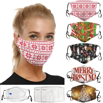 

Adults Washable Christmas Expression Prints Mask Filter Can Be Placed Reusable Mask Face Mask Cloth Mouth Mask Washable Breatha