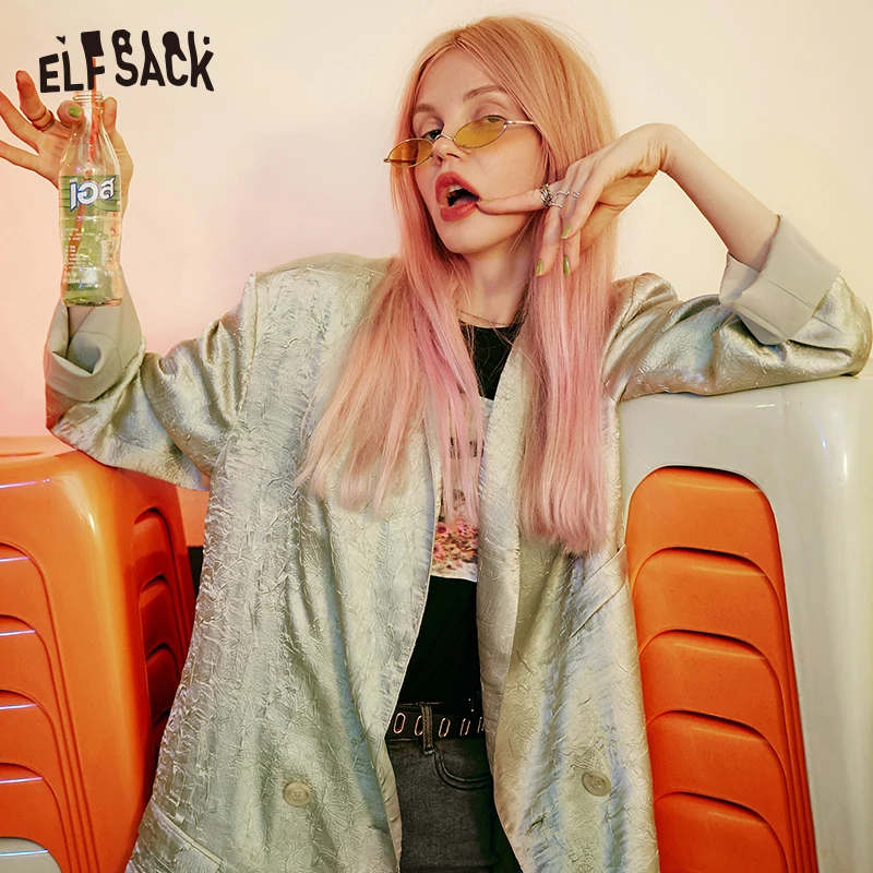 ELFSACK винтажный Повседневный Женский блейзер осень 2019 модный однотонный