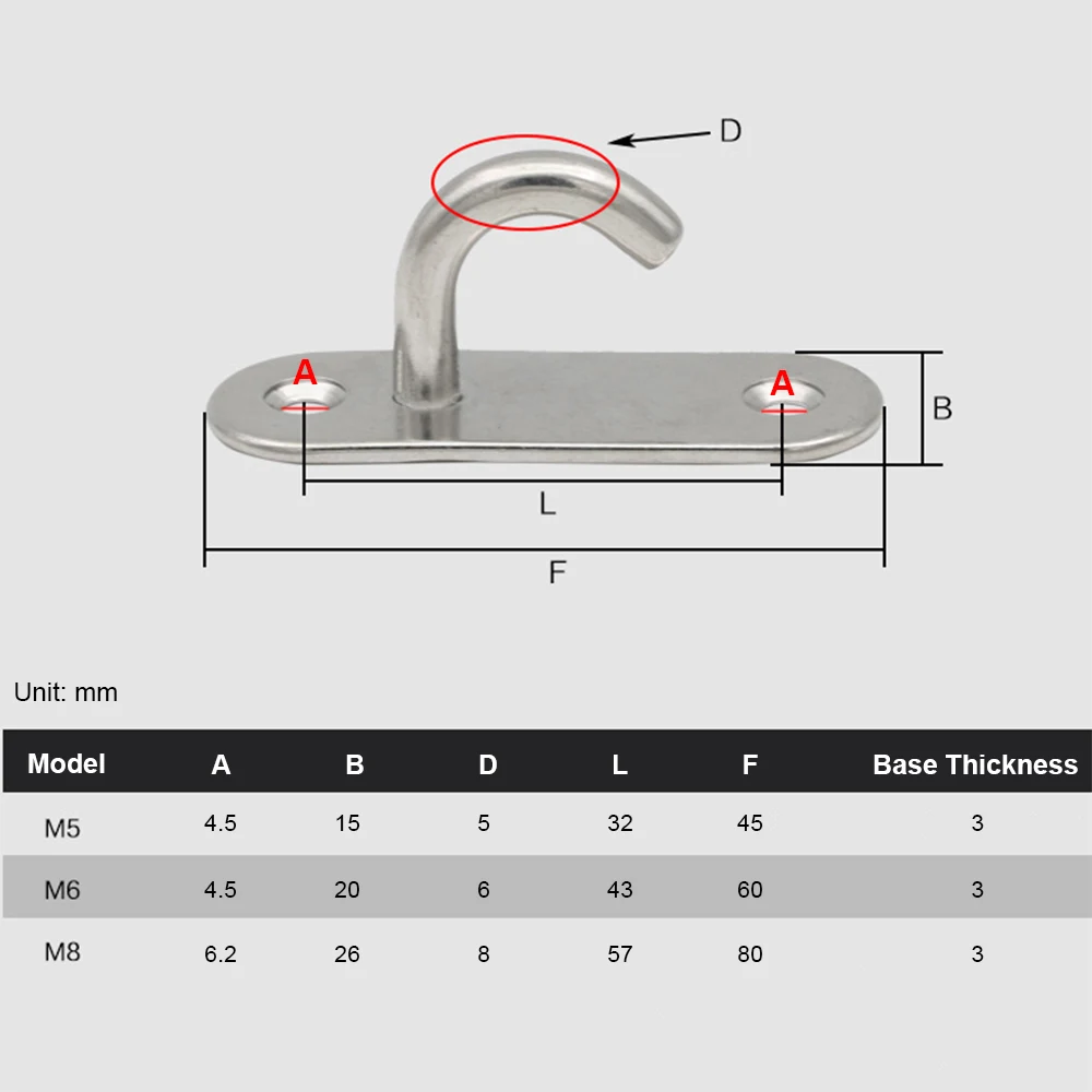 M5 M6 M8 Wall Mount U Hook Stainless Steel Ceiling Hook for Yoga Swing Strap Lock Hasps Door Hinges Buckle Boat Buckle U-Shaped door latch,sliding door latch,door lock latch