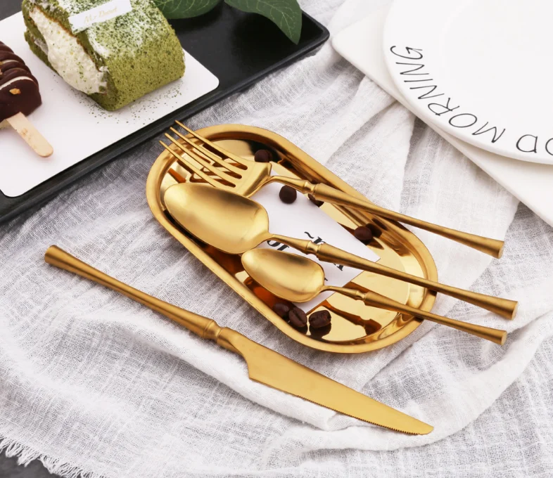 Matte Black Stainless Steel Dinner Set Dinner Service Tableware Set Dinnerware Set Cutlery Set Knife Fork Spoon