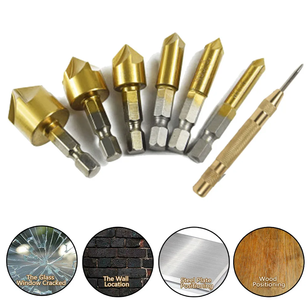 Hex Shank 7PCS Sink Chamfer Cutter Countersink Drill High speed steel 6mm-19mm | Инструменты