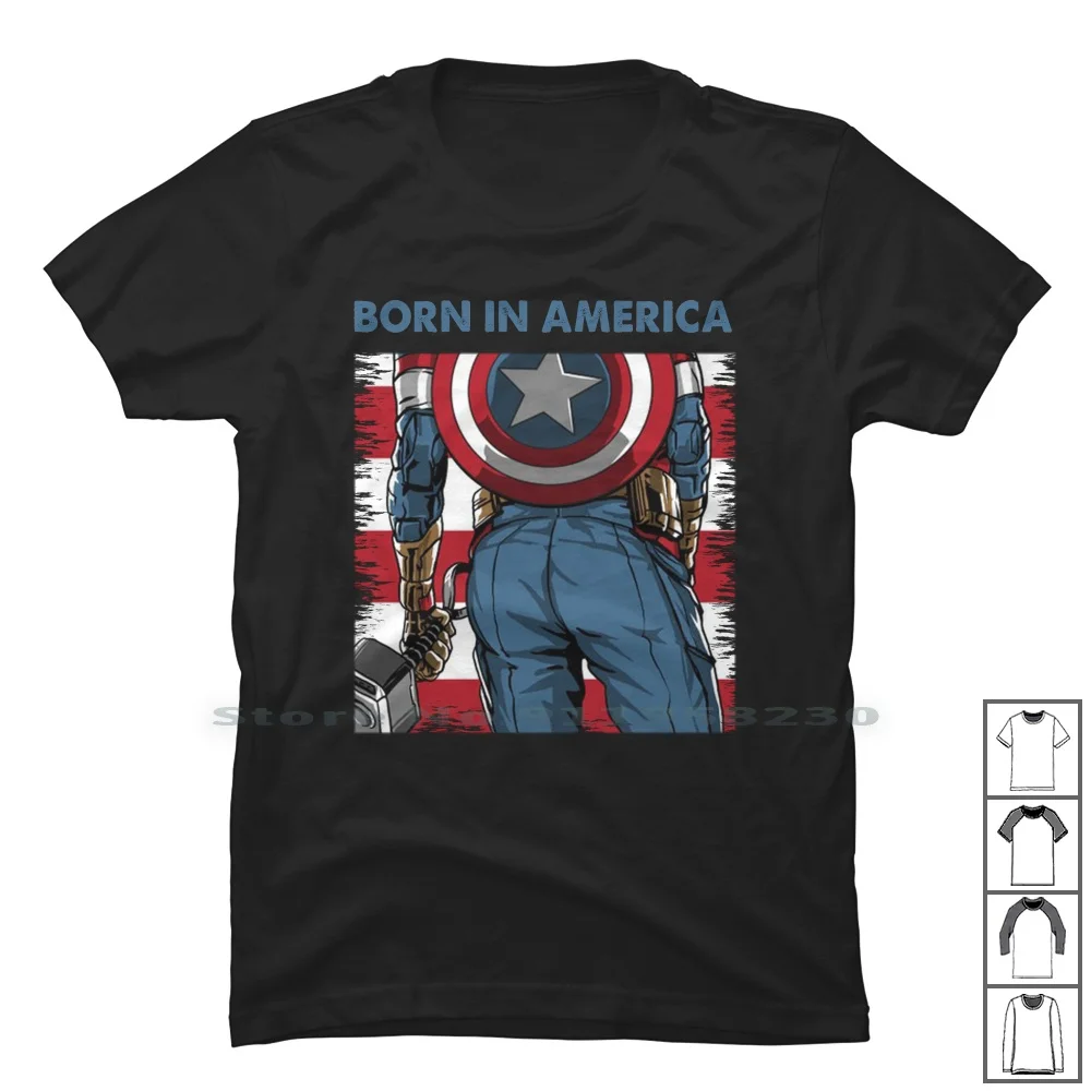 Born In America T Shirt 100% Cotone Super Hero Cartoon Born In Tage Hero Eric Born Age Me Am