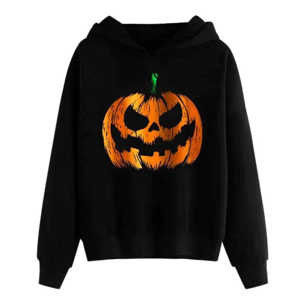 Зимние женские толстовки пальто женский длинный рукав Хэллоуин вампир ужас крови толстовка с капюшоном пуловер Плюс Размер