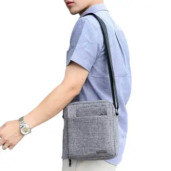 

PinShang Men Single Shoulder Bag Handbag Cloth Grey Cross-body Bag Outdoor Business Travel Satchel