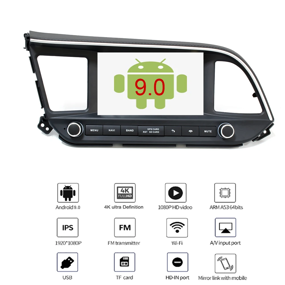 YAZH Android 9,0 пирог автомобиля головное устройство для hyundai Elantra с 8," ips/4 K видео/встроенное зеркало-Ссылка для Apple/Androd
