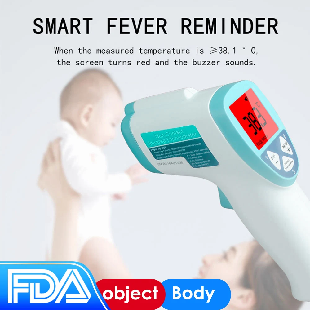 

CE forehead contactless infrared baby thermometer LCD display high temperature voice prompt for baby adult ear temperature gun