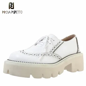 

Prova Perfetto Lace-Up Women Shoes Fashion Thick Bottom Increase Shallow Zapatos De Mujer Round Toe Casual Shoes Plus Size 33-42