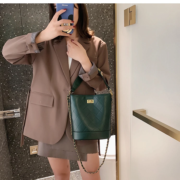 Textured HandBag Female New Wave Korean Messenger Bag Fashion Bucket Bag Ocean Bag
