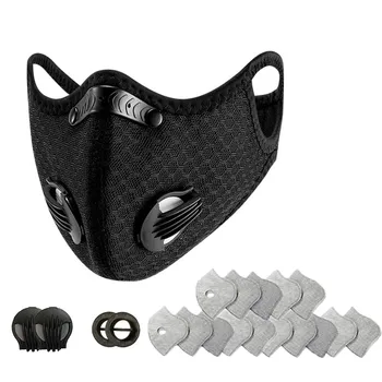 

Sport Face Mask With 15PC 5 Layers Activated Carbon Filter 2 Exhaust Valves Running Training MTB Road Bike Cycling Mask Cover