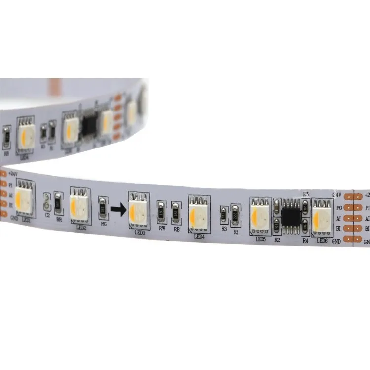 DC24V DMX512 RGBW 60 светодиодов/м программируемый цифровой светодиодный волшебный светильник