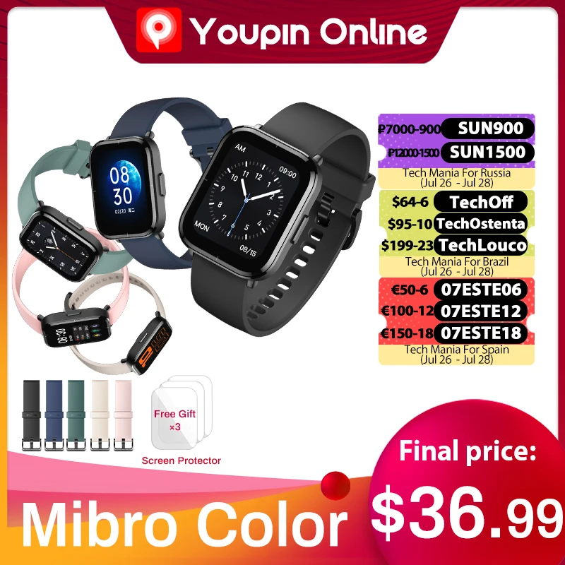 Смарт-часы YouPin Mibro для мужчин/женщин/IOS цветной кислородный монитор