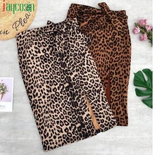 Сексуальная Длинная женская юбка с высокой талией, леопардовая расцветка, на бретелях, Пляжная повседневная юбка размера плюс, летняя дышащая модная женская юбка