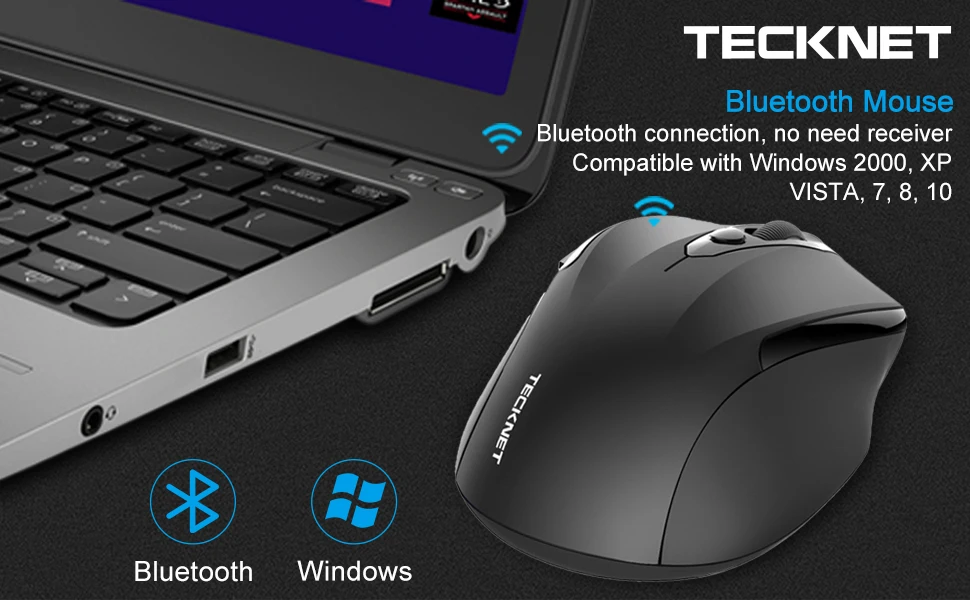 Bluetooth Беспроводная Мышь 24 месяц Срок службы батареи мыши с индикатор батареи 1200/1600/2000/2400 точек/дюйм для ноутбук Windows 10 8 7 XP