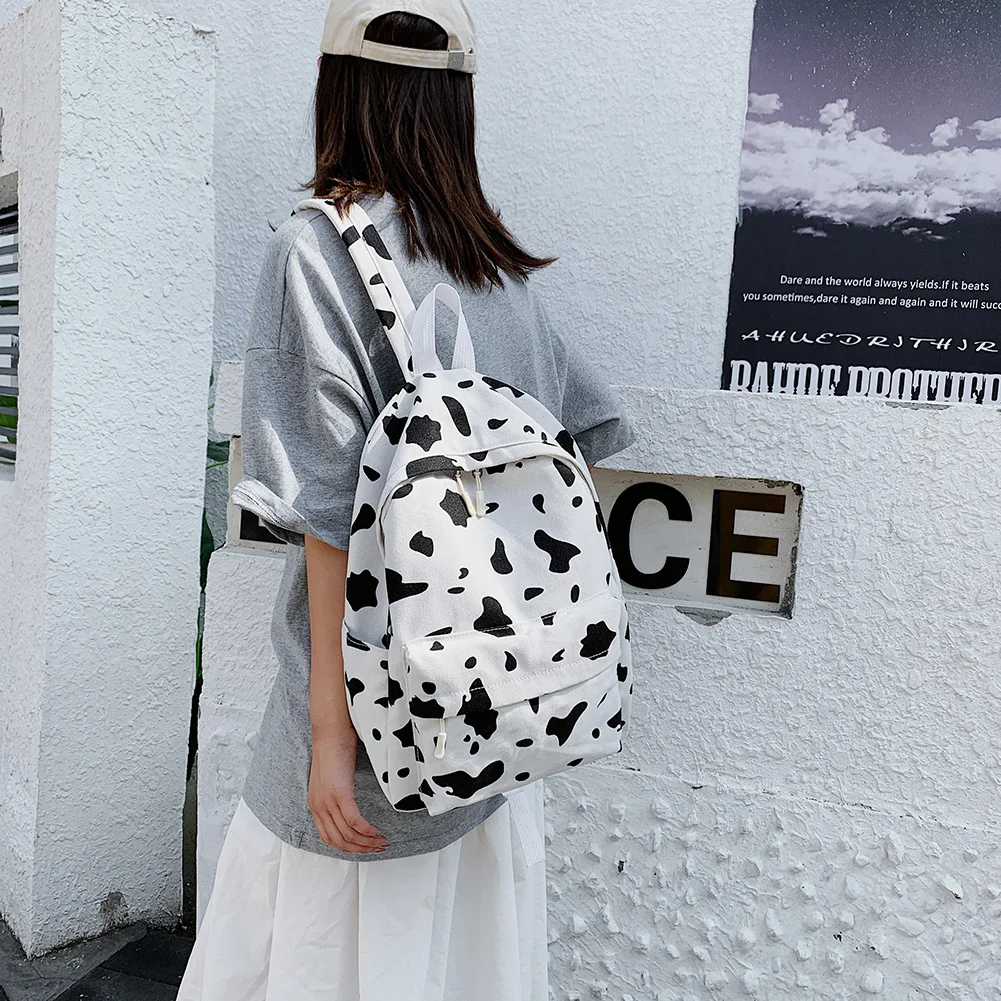 Cow Pattern Backpack For School Teenagers Girls Vintage Casual School Bag Mochila Feminina Laptop Bagpacks Bookbag Travel Bag