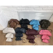 Европейская элегантная мятая сумка для пельменей, Женская плиссированная сумка Normcore, облачная сумка из натуральной кожи, женская сумка через плечо, сумка через плечо с зажимом, ручные клатчи