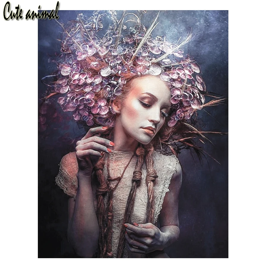 5D Diy Diamond Painting Woman Flower Embroidery Mosaic Girl Cross Stitch Kits Full Square Drill Handicraft Needlework | Дом и сад