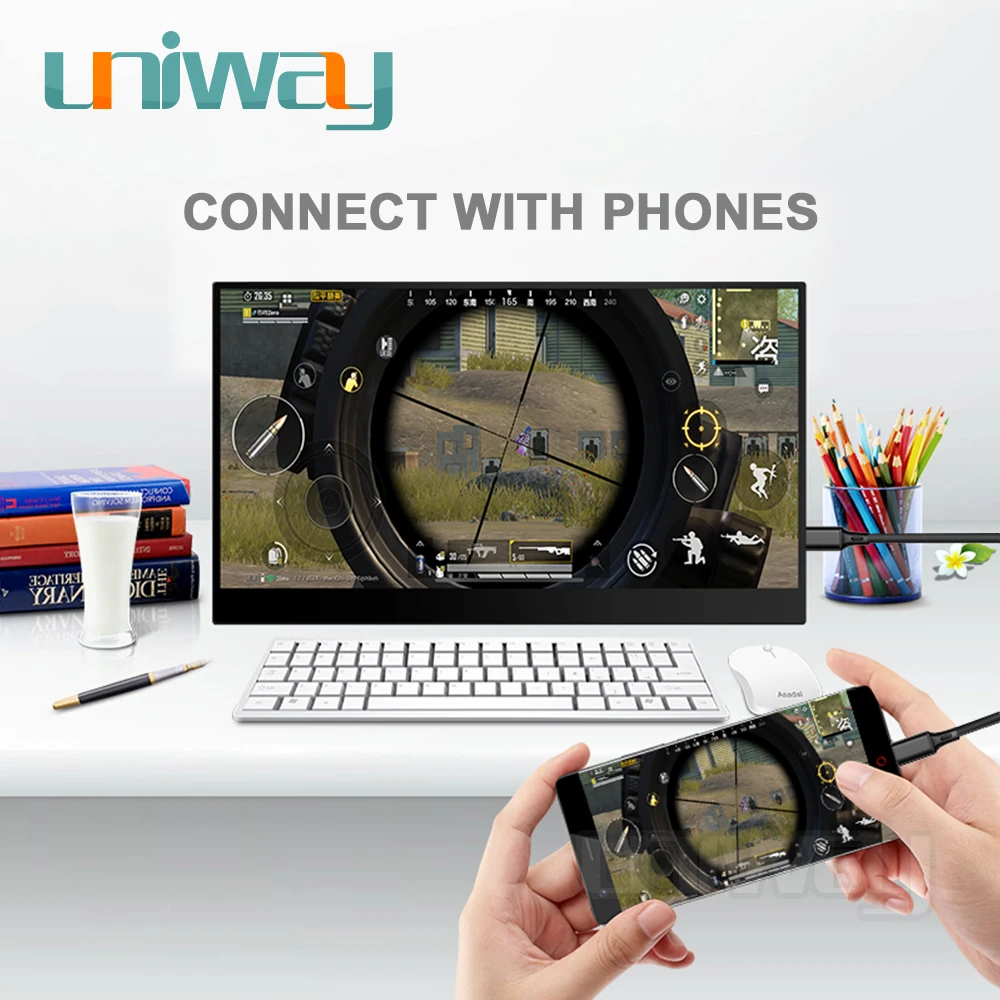 Uniway 15 6 дюйма Экран Портативный ЖК монитор HDMI Тип usb c USB C IPS для ноутбука XBox