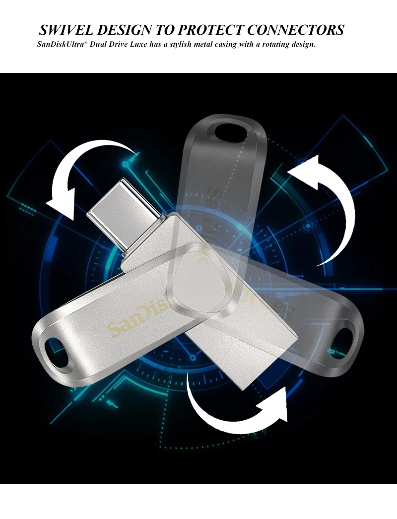 SanDisk Ultra Dual Drive Luxe USB 3.1 Type C 1TB Flash Disk Metal Memory Stick USB Type A Pendrive DDC4 thumb drive