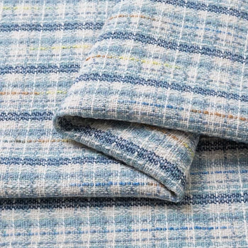

Soft Beige Small Fragrant Tweed Fabric for Dress Sweaters, Blue and Pink, by the Meter