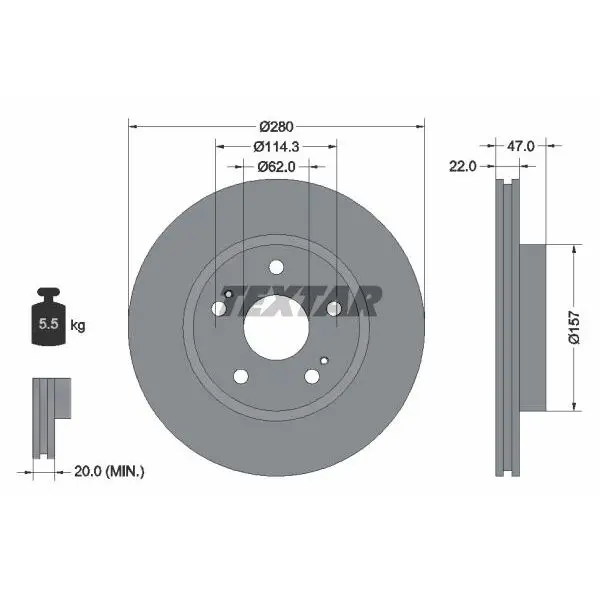 Диск тормозной передний Suzuki SX4, Fiat Sedici 1.5/1.6/1.9D/2.0