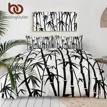 BeddingOutlet бамбуковый Комплект постельного белья с принтом листьев, пододеяльник, черно-белое постельное белье, Комплект постельного белья, стильный пододеяльник из 3 предметов