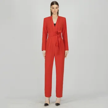 

wholesale 2020 new Rompers Red long sleeve V-neck Sexy nightclub celebrity Boutique celebrity Party Jumpsuits