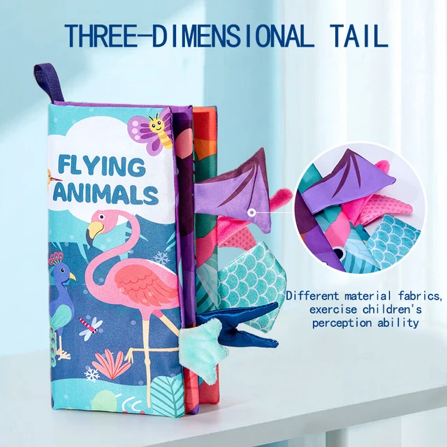 Baby Early Stimulation Tail Cloth Book Soft Sensory Interactive Toys Sound Paper Puzzle Health Cloth Book Rattle Tear Resistant 4