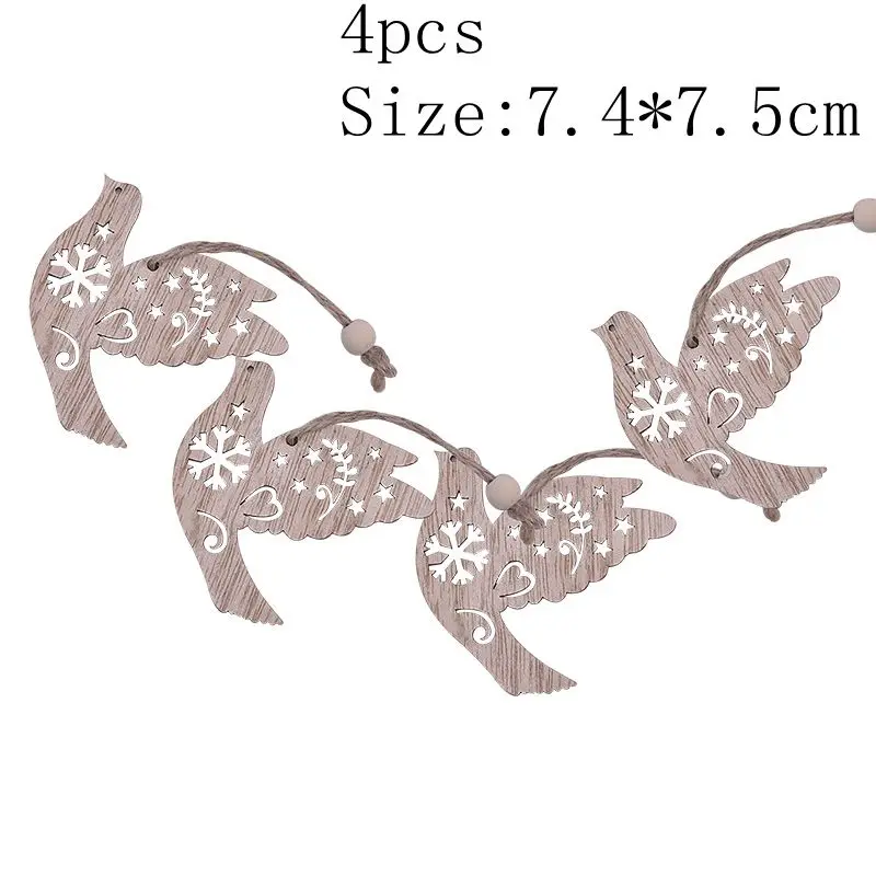 4pcs-S01 4/6 шт. Рождество деревянные подвески DIY Изделия из дерева Рождественская елка украшения для дома Рождественский год вечерние украшения подарки для детей - Цвет: 4pcs-S01