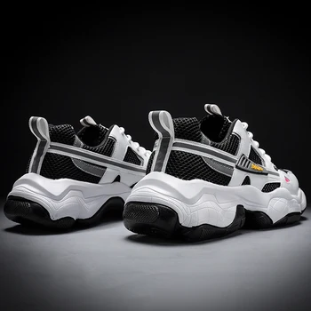 

casual comfortable on walking sneaker sport Men for slip Shoes Mens mens knitting Male black trainers Fashionable solid white s
