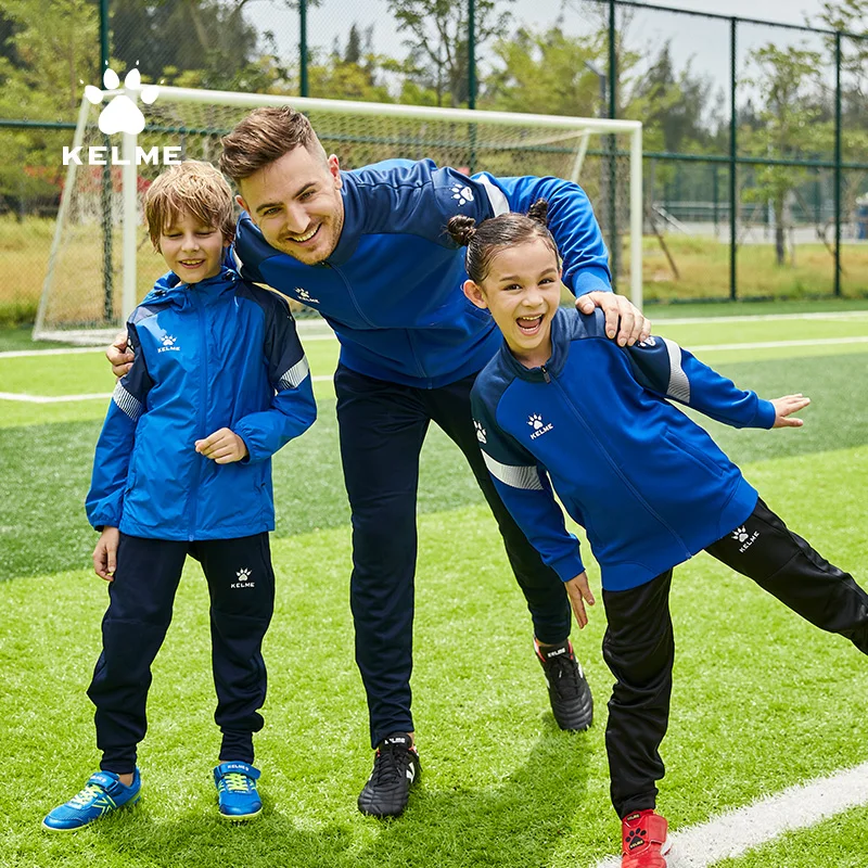 KELME Children's Knit Training Jacket Casual Stand-up Collar Shirt Football Sports Cardigan Jacket Autumn 8061WT3002