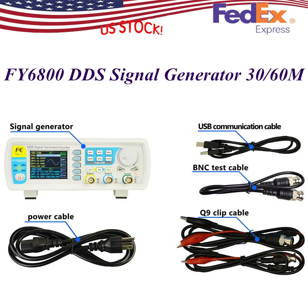 

FY6800 60MHz Signal Generator 2CH DDS Arbitrary Waveform Pulse Function Meter