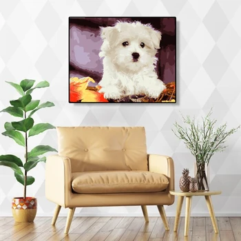 

DIY Oil Art Picture Ornaments Wall Decoration Animal Cute Dog Horse Cat Canvas Full Set Painting By Numbers Kit