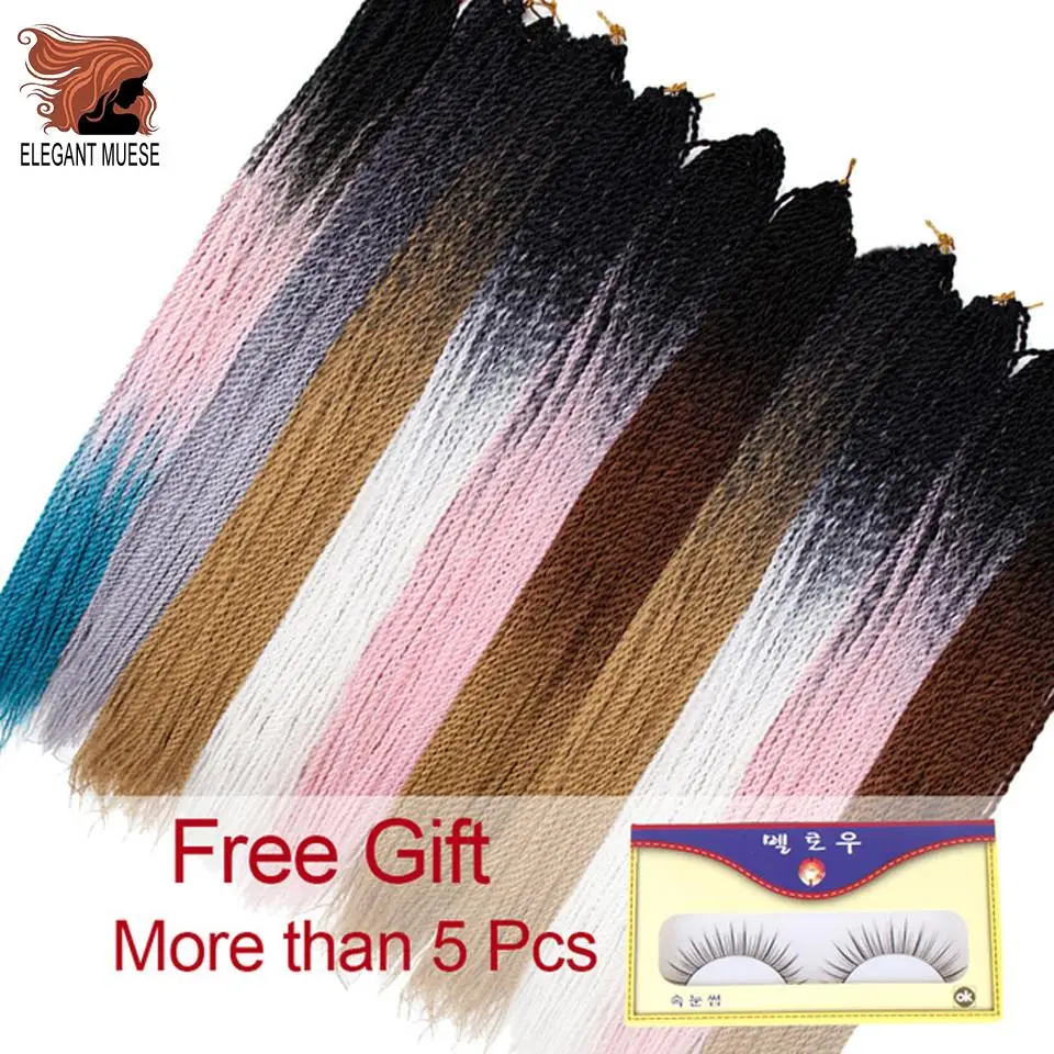 

ELEGANT MUSES 30Roots 24inch Soft Ombre Senegalese Twist Crochet Braid Hair Extensions Synthetic Braiding Hair Faux Locs
