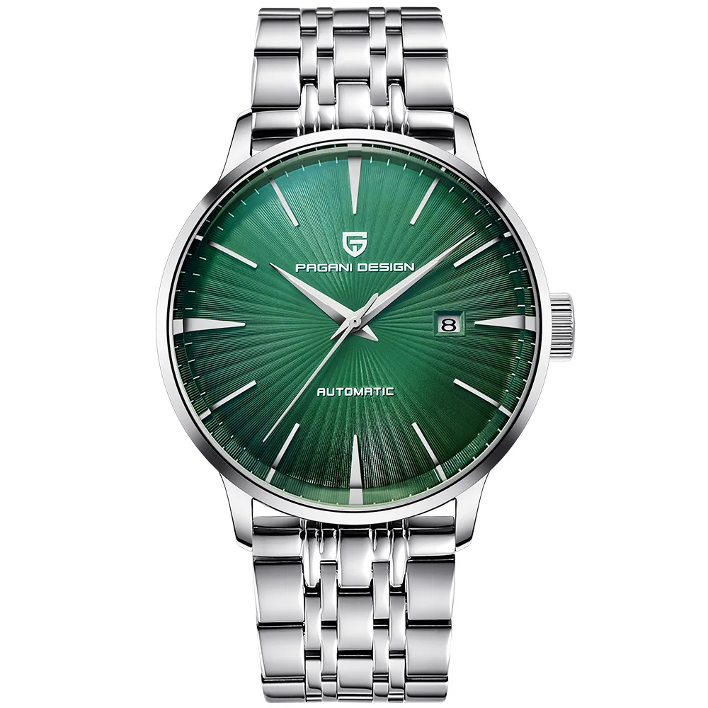 PAGANI Дизайнерские мужские часы, деловые автоматические механические часы, водонепроницаемые полностью Стальные Роскошные Брендовые Часы Relogio Masculino - Цвет: steel green