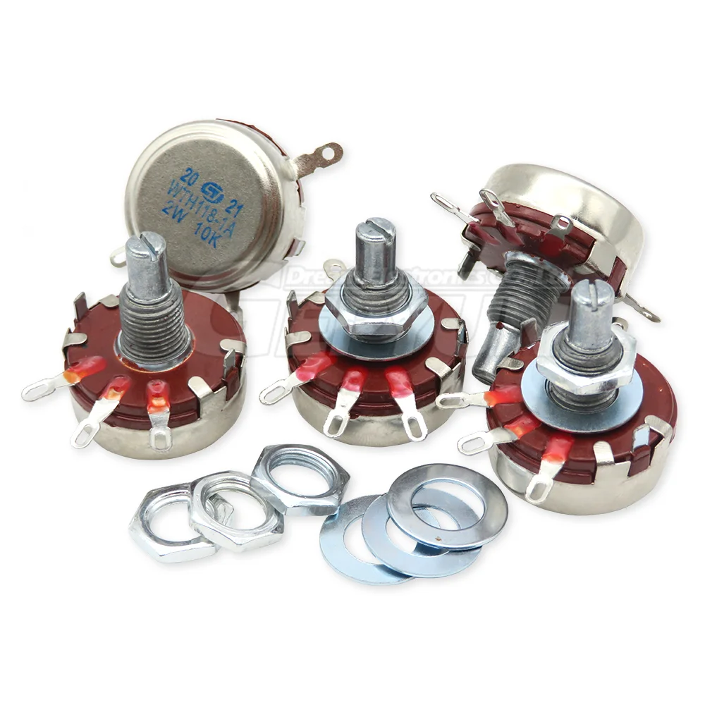 WTH118 Potentiometer Variable Resistor VR Resistance 1K 2.2K 4.7K 10K 22K 47K 100K 470K 1M 2W 1A 100K Ohm 2PCS