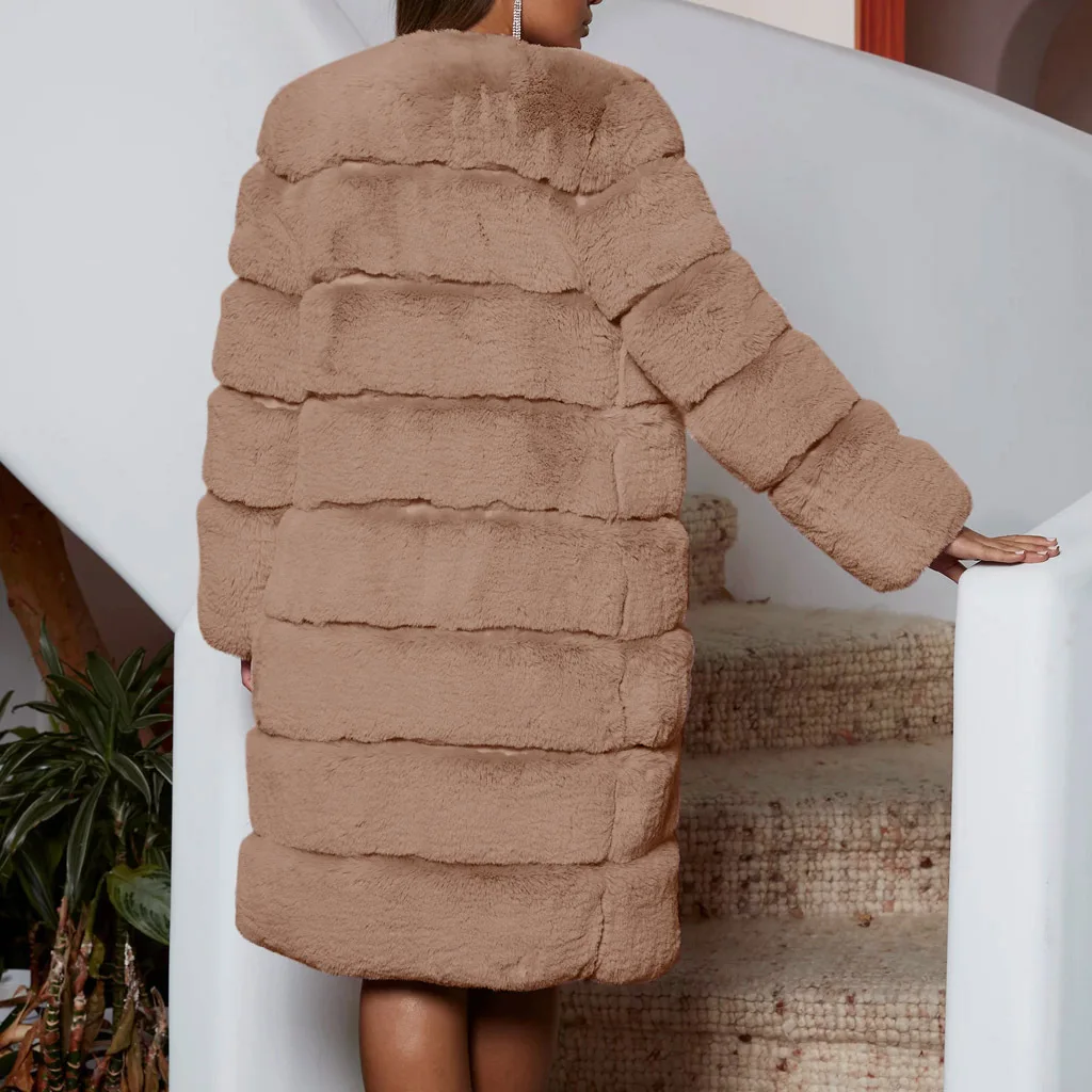 S-4XL, зимняя, осенняя Женская куртка из искусственного меха, модное, сексуальное, длинное пальто, женское, повседневное, размера плюс, шерпа
