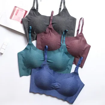 

4 Colors Fitness Bras for Women Shakeproof Padded Breathable Push Up Bra Seamless Underwear BH Tank Tops bralette soutient gorge