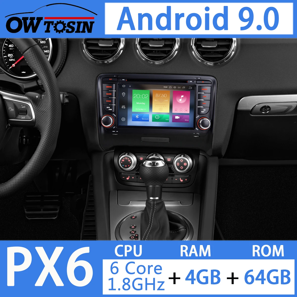 " PX6 4G+ 64G Android 9,0 автомобильный dvd-плеер для Audi TT 2006-2013 радио gps Навигация стерео Мультимедиа DSP Авто CarPlay головное устройство