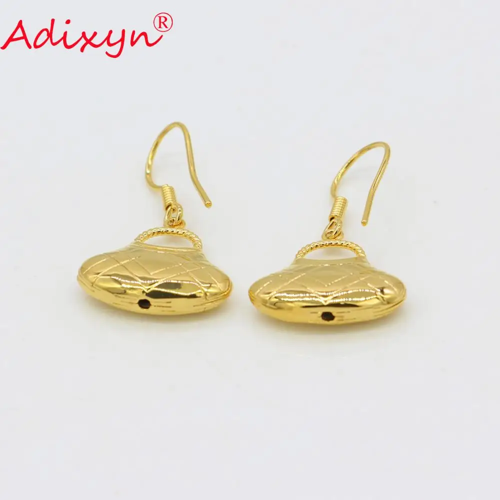 Adixyn в форме сумки, ожерелья, ожерелья, кулон, серьги, набор колец, золотой цвет, наборы ювелирных изделий N09054