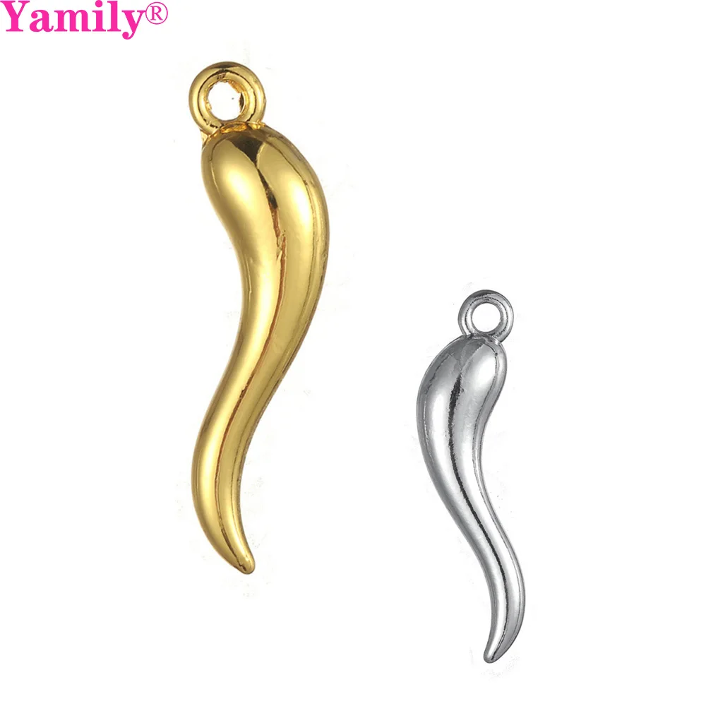 

12pcs/Gold Silver Color Lucky Italian Horn Charm Good Luck Dreams Power Pendant Necklace Bracelet DIY Handmade Jewelry Findings