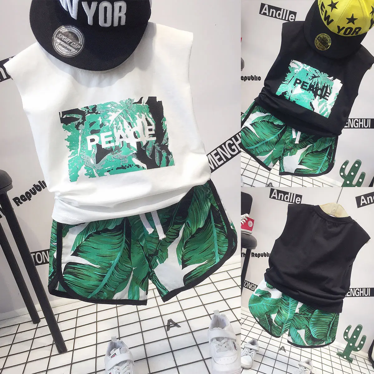 

Childrenswear BOY'S Western Style Set Summer Wear 2019 New Style Sleeveless Vest Korean-style Children Summer Sports Two-Piece S
