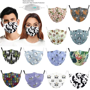 

Fashion Cute Cartoon Face Mask Adult Women Cartoon 3D Digital Print Safet Protect Dustproof Haze Mask Cotton Facial Protective