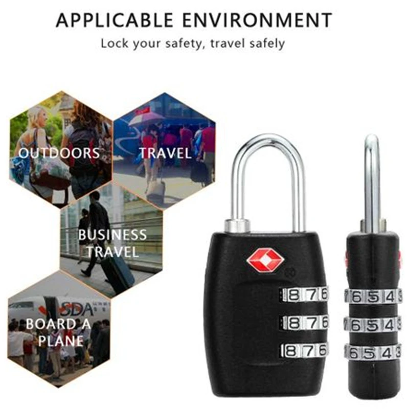 Мини 3 значный замок безопасности повторная установка комбинации пароль кодовый